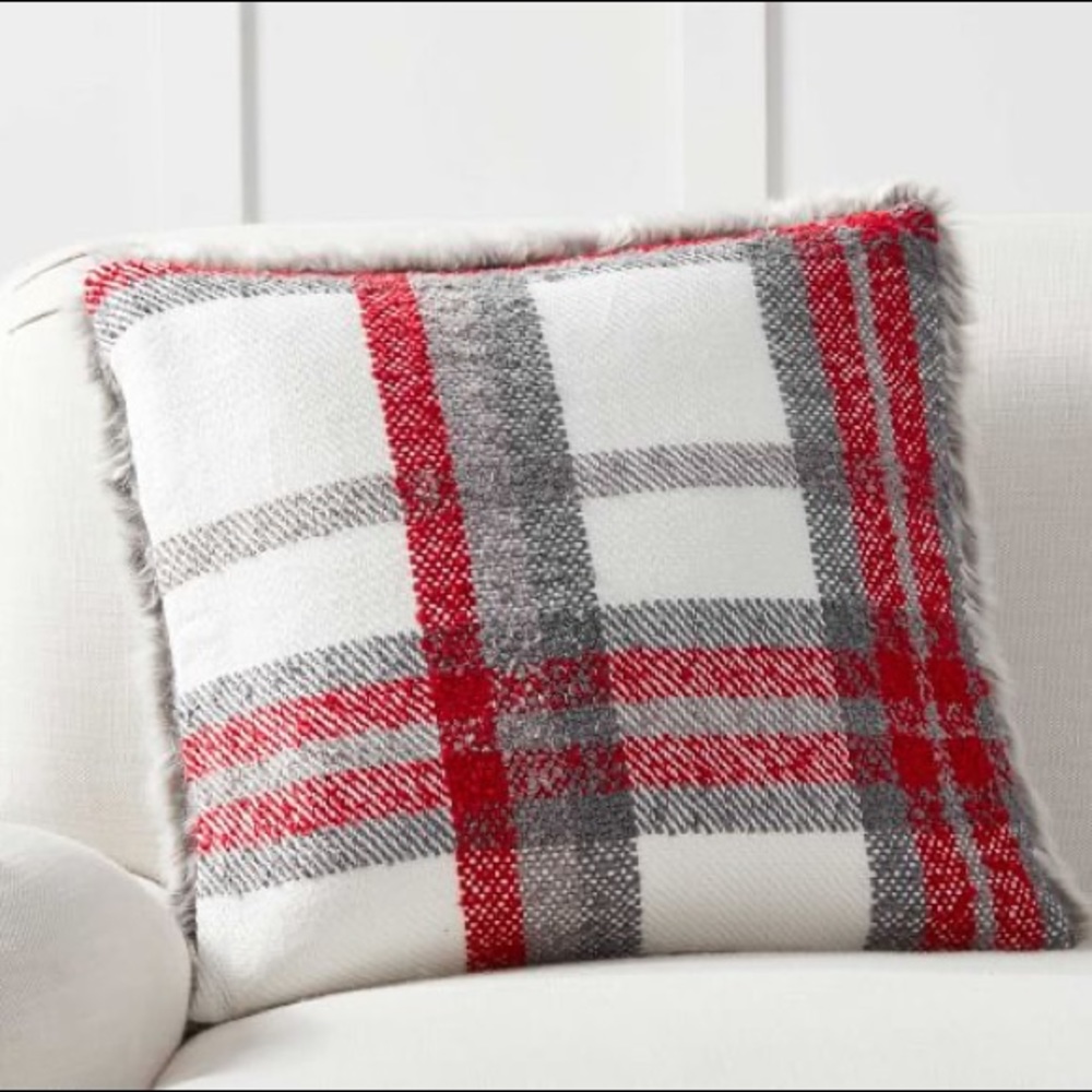 ONE COVER - Pottery Barn - Graham Plaid Faux Fur Back Pillow cover